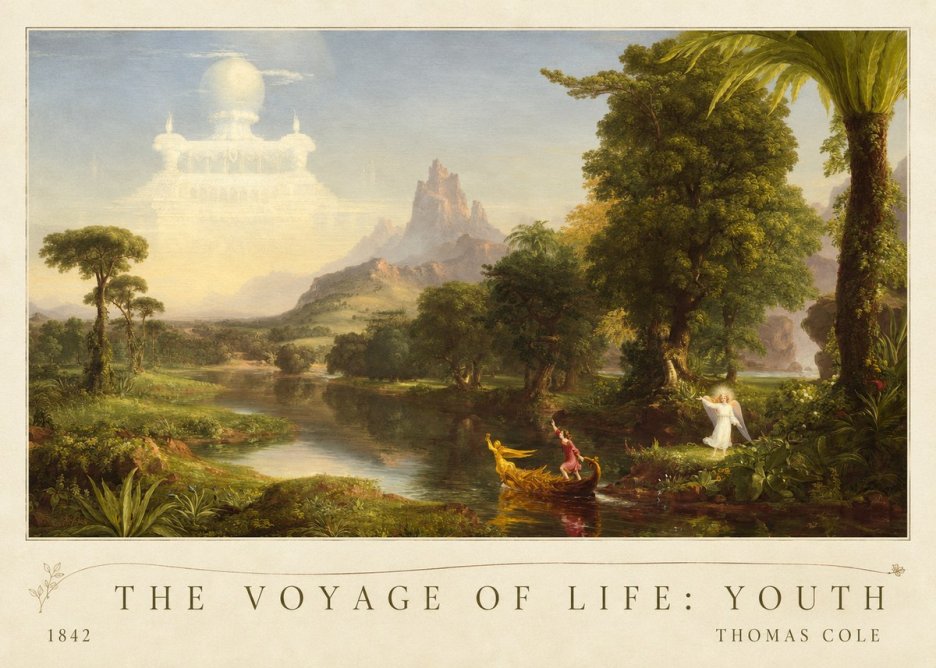 Thomas Cole The Voyage of Life: Youth I No4 - Póster