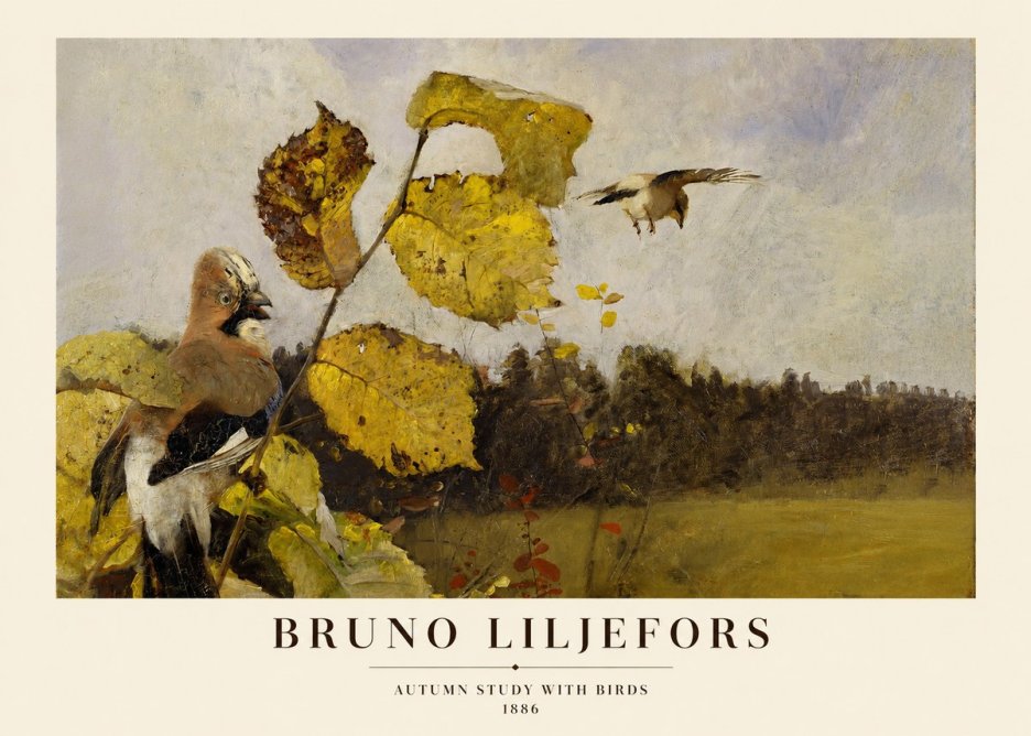 Bruno Liljefors Autumn Study with Birds No1 - Póster