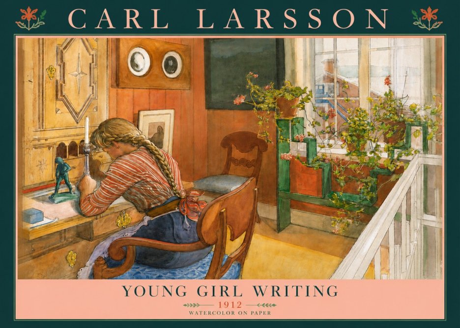 Carl Larsson Young Girl Writing No3 - Póster