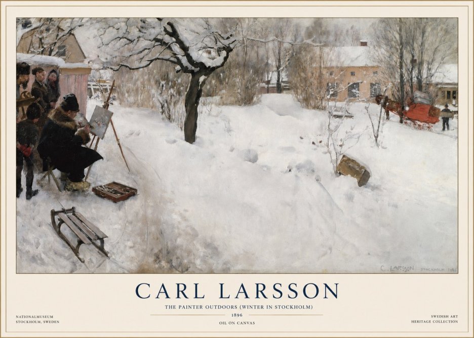 Carl Larsson The Painter Outdoors (Winter in Stockholm) No1 - Póster
