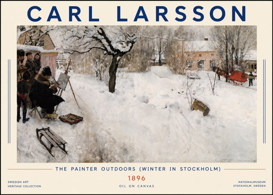 Carl Larsson The Painter Outdoors (Winter in Stockholm) No4 - Póster