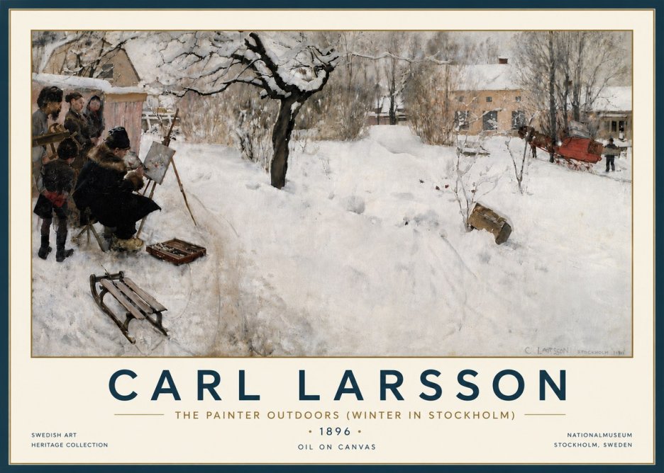 Carl Larsson The Painter Outdoors (Winter in Stockholm) No6 - Póster