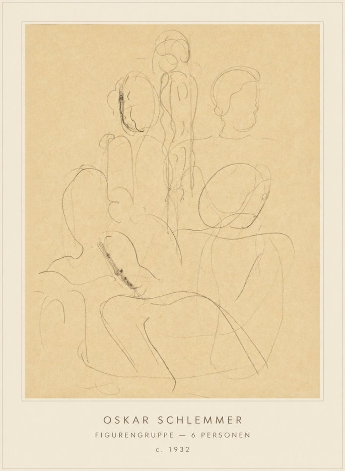 Oskar Schlemmer Figurengruppe - 6 Personen No4 - Póster