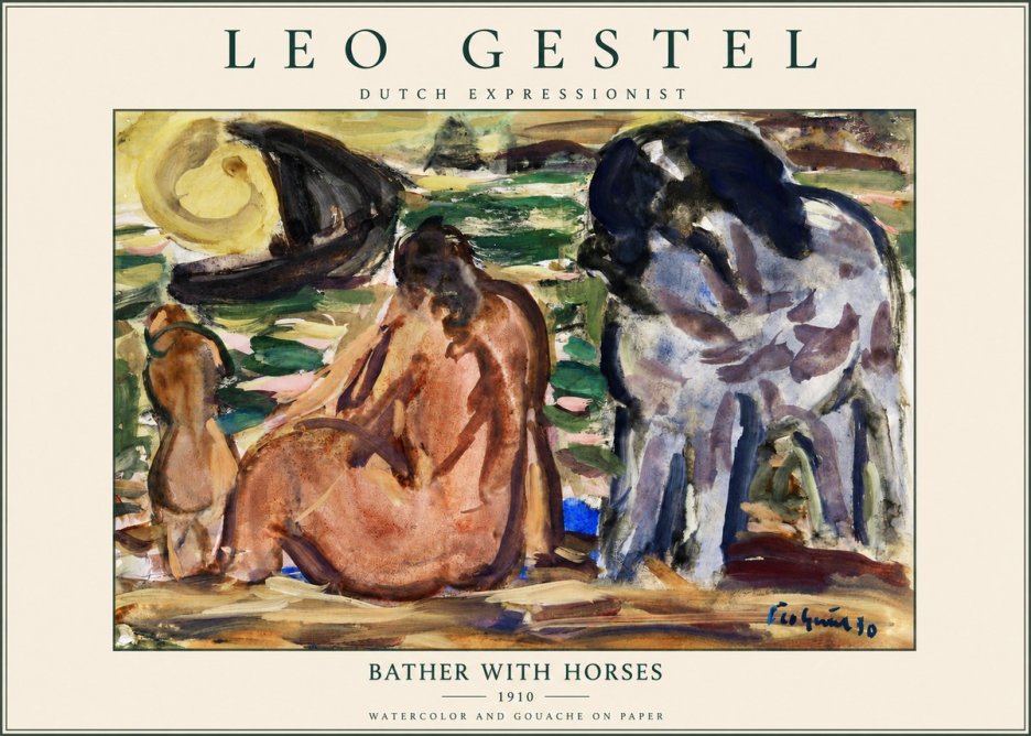 Leo Gestel Bather with Horses No3 - Póster