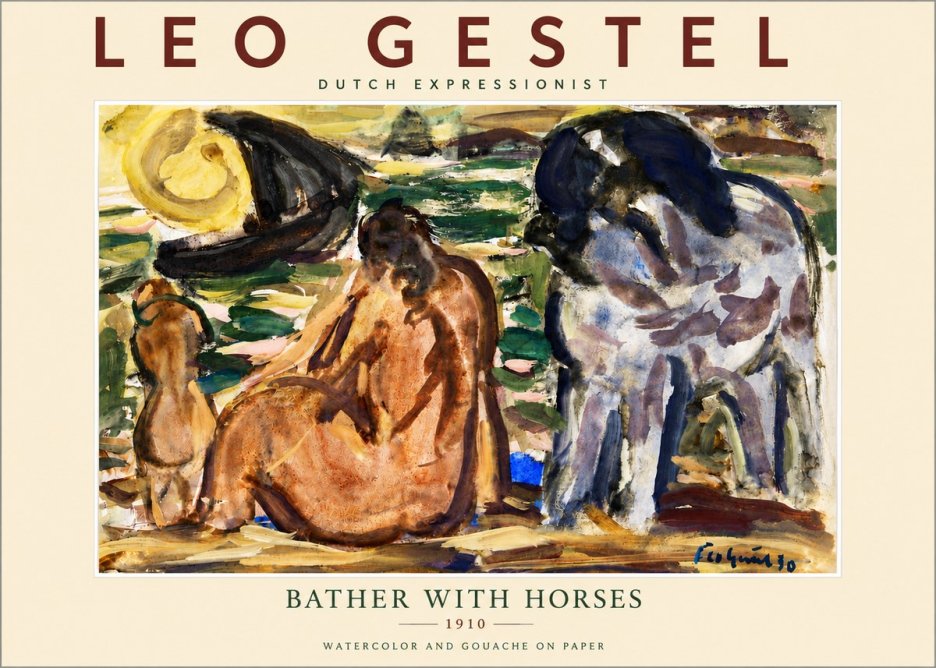 Leo Gestel Bather with Horses No5 - Póster