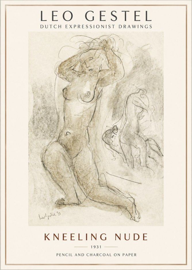 Leo Gestel Kneeling Nude No2 - Póster