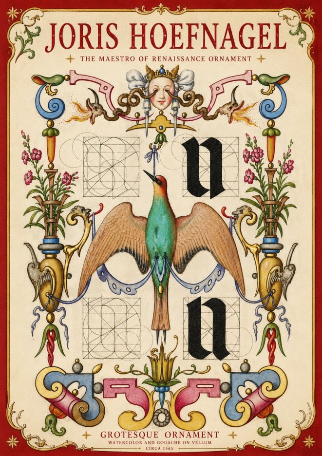 Joris Hoefnagel Grotesque Ornament No4 - Póster