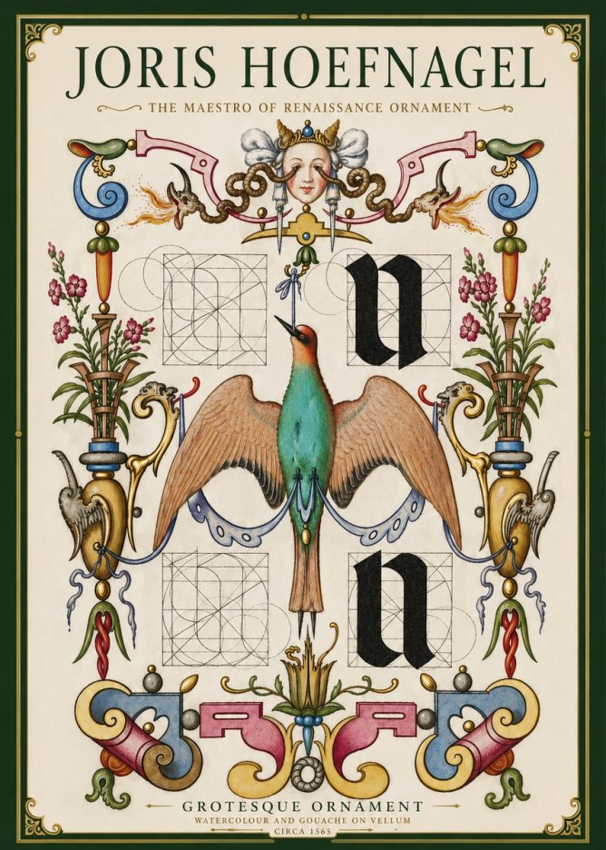 Joris Hoefnagel Grotesque Ornament No5 - Póster