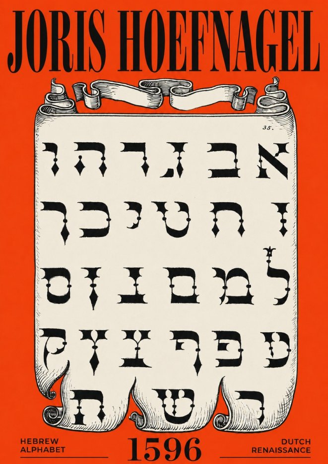 Joris Hoefnagel Hebrew Alphabet No6 - Póster