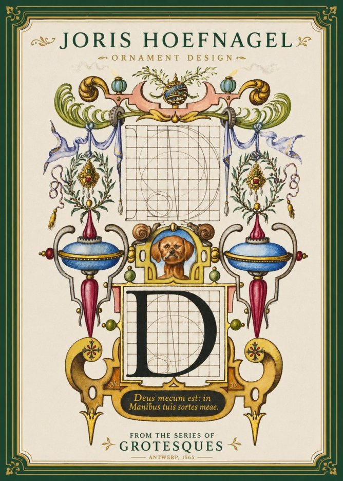 Joris Hoefnagel Illuminated Initial 'D' No4 - Póster