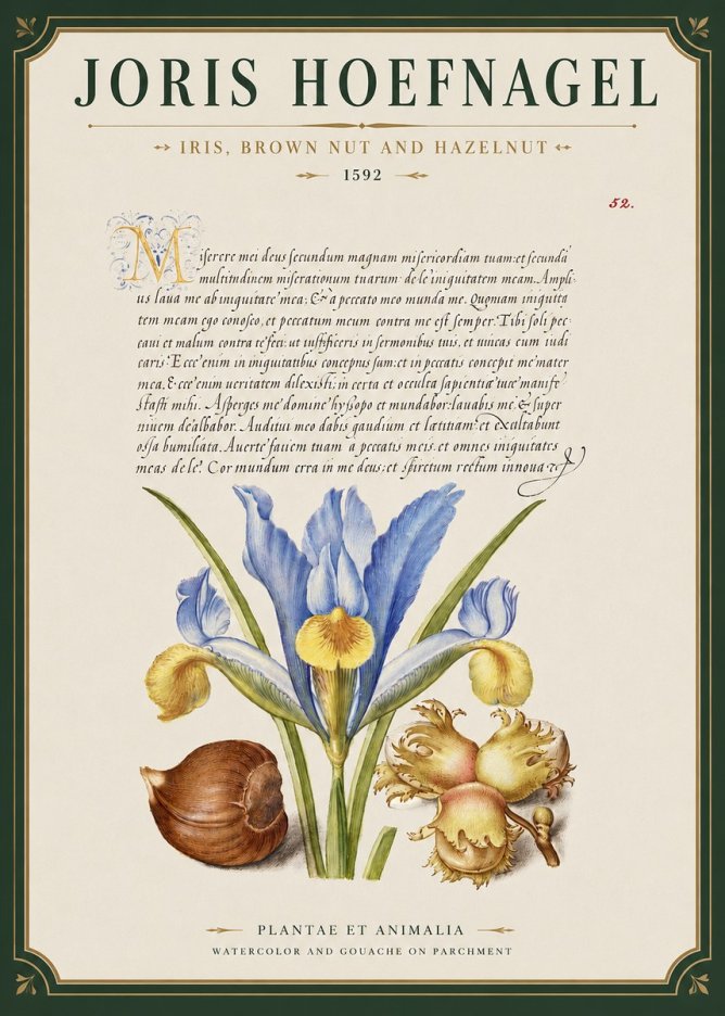 Joris Hoefnagel Iris, Brown Nut and Hazelnut No3 - Póster