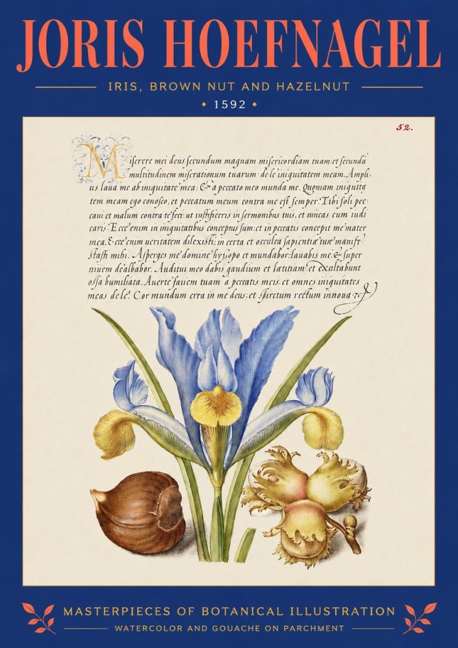 Joris Hoefnagel Iris, Brown Nut and Hazelnut No4 - Póster