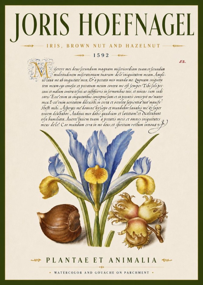 Joris Hoefnagel Iris, Brown Nut and Hazelnut No5 - Póster