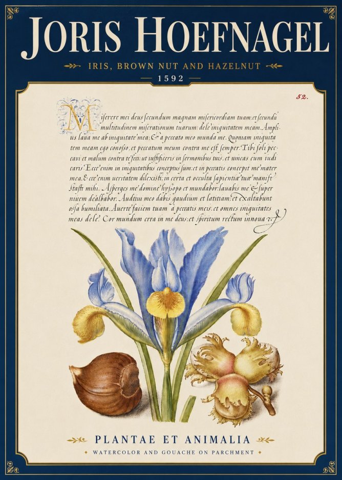 Joris Hoefnagel Iris, Brown Nut and Hazelnut No6 - Póster
