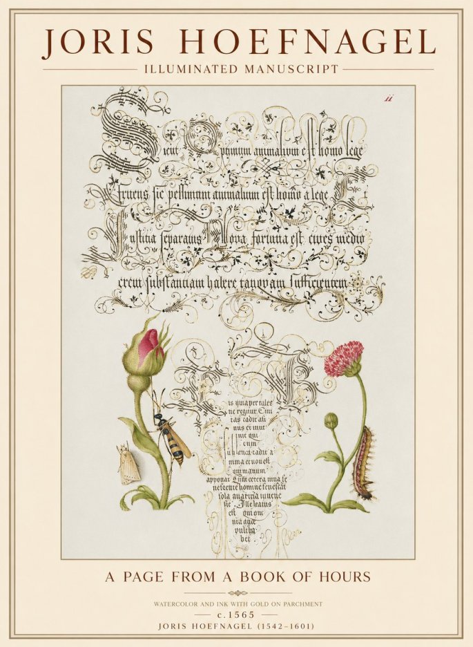 Joris Hoefnagel A Page from a Book of Hours No1 - Póster