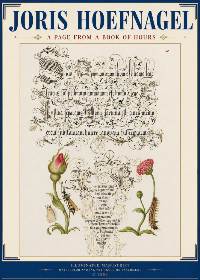 Joris Hoefnagel A Page from a Book of Hours No3 - Póster
