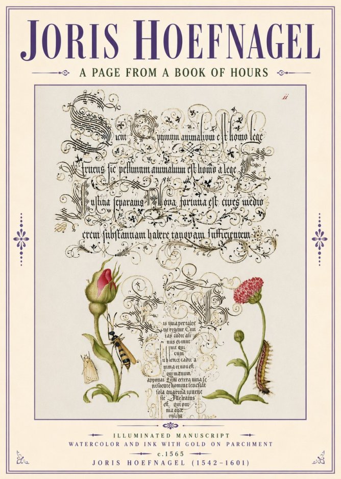 Joris Hoefnagel A Page from a Book of Hours No6 - Póster