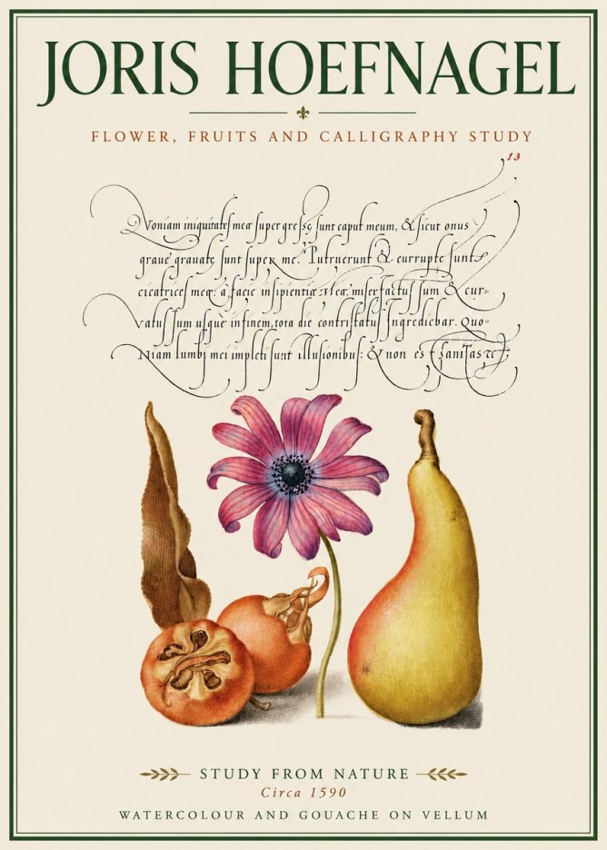 Joris Hoefnagel Study of Flower and Fruits No4 - Póster