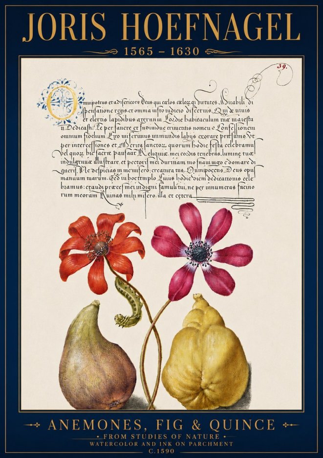 Joris Hoefnagel Flowers and Fruits No5 - Póster