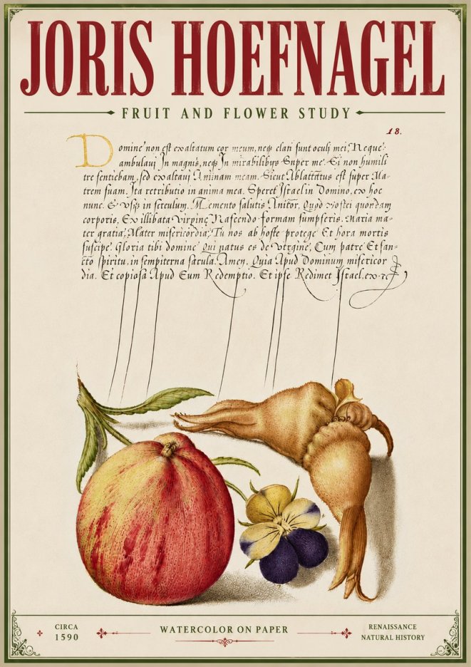 Joris Hoefnagel Fruit and Flower Study No6 - Póster