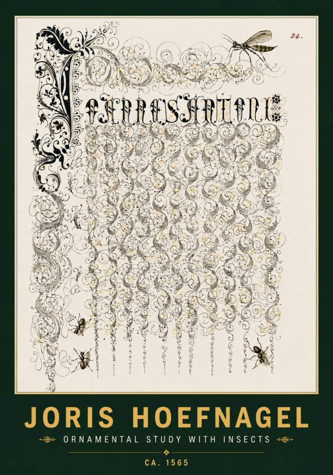 Joris Hoefnagel Ornamental Study with Insects No4 - Póster