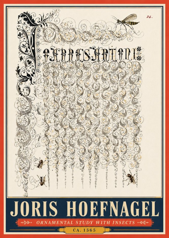 Joris Hoefnagel Ornamental Study with Insects No5 - Póster