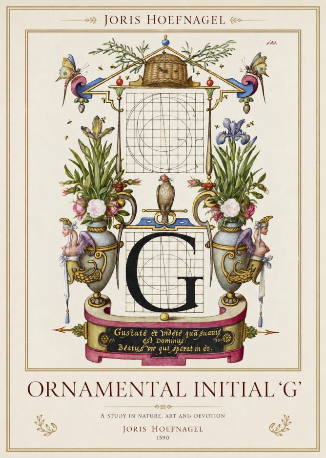 Joris Hoefnagel Ornamental Initial 'G' No1 - Póster
