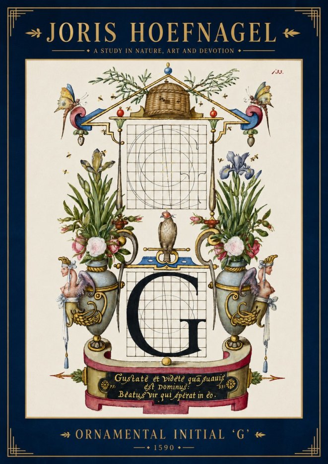 Joris Hoefnagel Ornamental Initial 'G' No3 - Póster