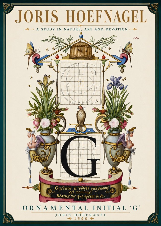 Joris Hoefnagel Ornamental Initial 'G' No5 - Póster