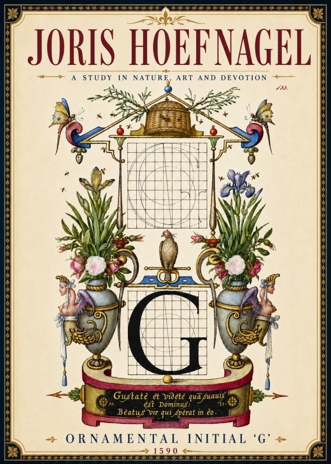 Joris Hoefnagel Ornamental Initial 'G' No6 - Póster