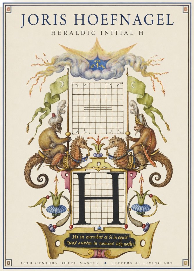 Joris Hoefnagel Heraldic Initial H No1 - Póster