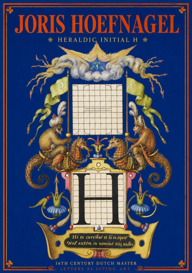 Joris Hoefnagel Heraldic Initial H No2 - Póster
