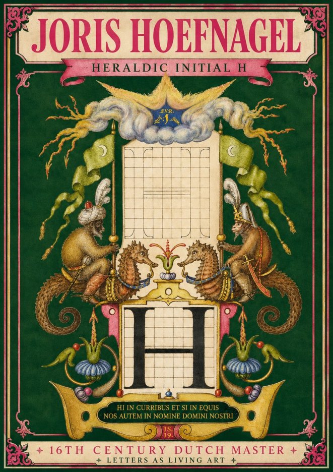Joris Hoefnagel Heraldic Initial H No3 - Póster