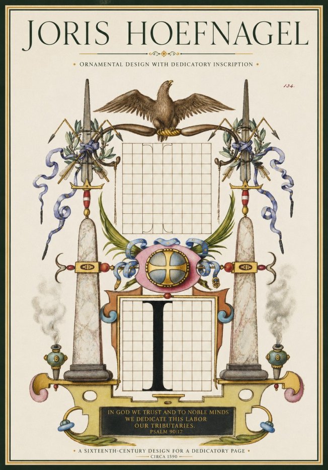 Joris Hoefnagel Ornamental Design with Dedicatory Inscription No1 - Póster