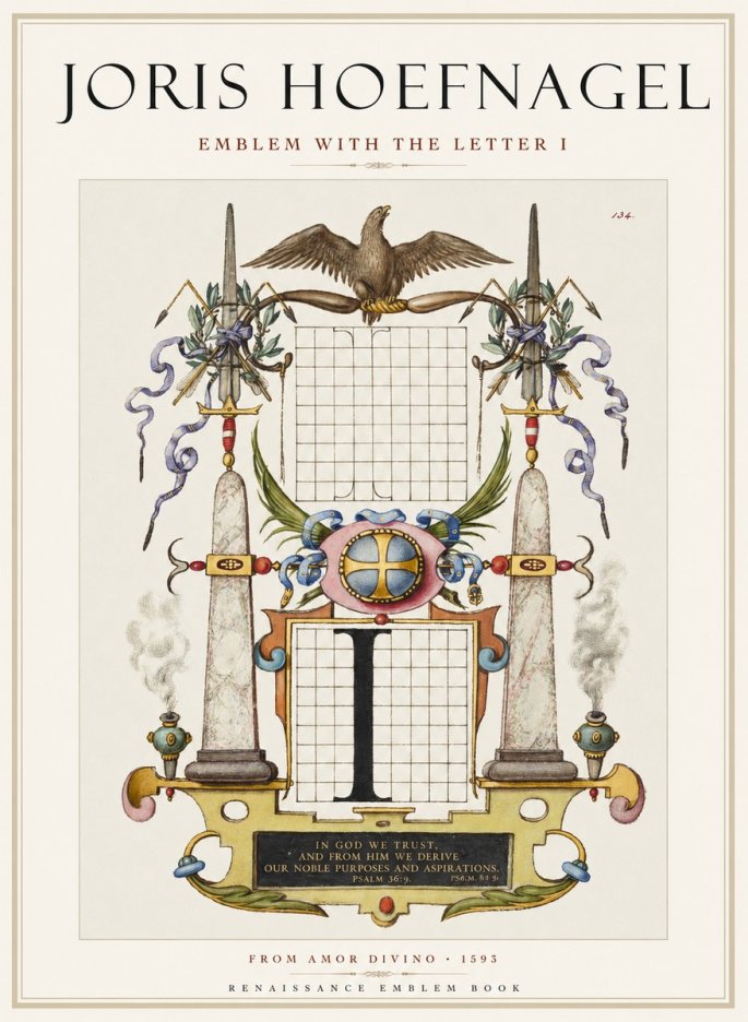 Joris Hoefnagel Ornamental Design with Dedicatory Inscription No2 - Póster
