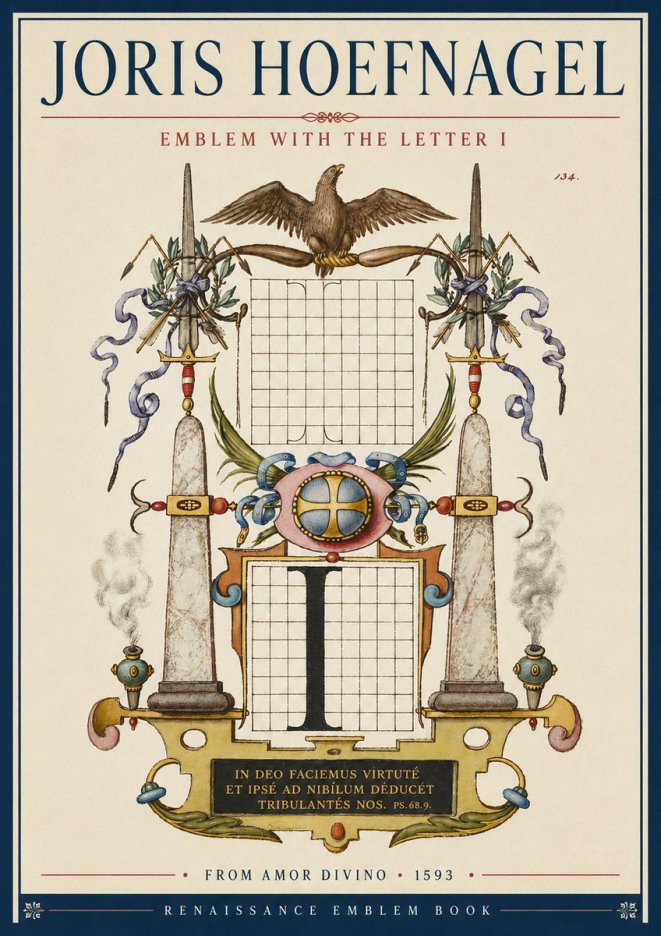Joris Hoefnagel Ornamental Design with Dedicatory Inscription No5 - Póster