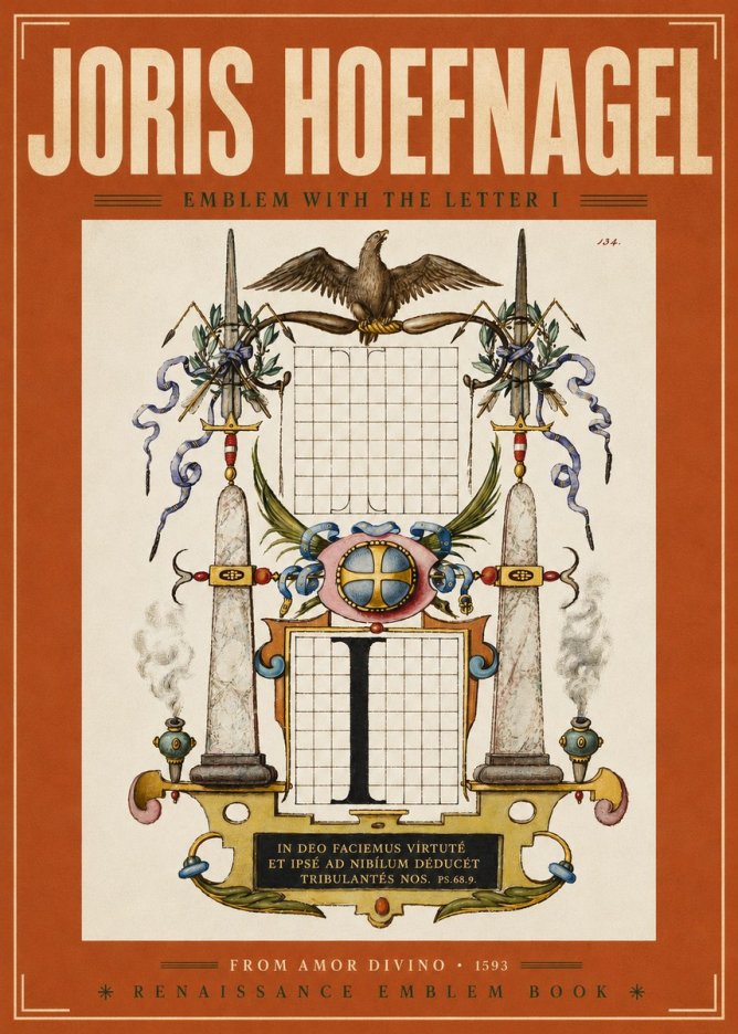 Joris Hoefnagel Ornamental Design with Dedicatory Inscription No6 - Póster