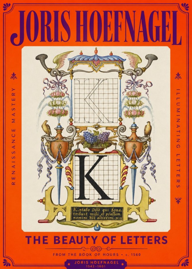 Joris Hoefnagel Illuminated Initial "K" from the Book of Hours No2 - Póster