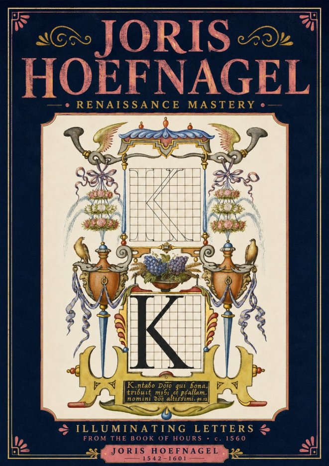Joris Hoefnagel Illuminated Initial "K" from the Book of Hours No4 - Póster