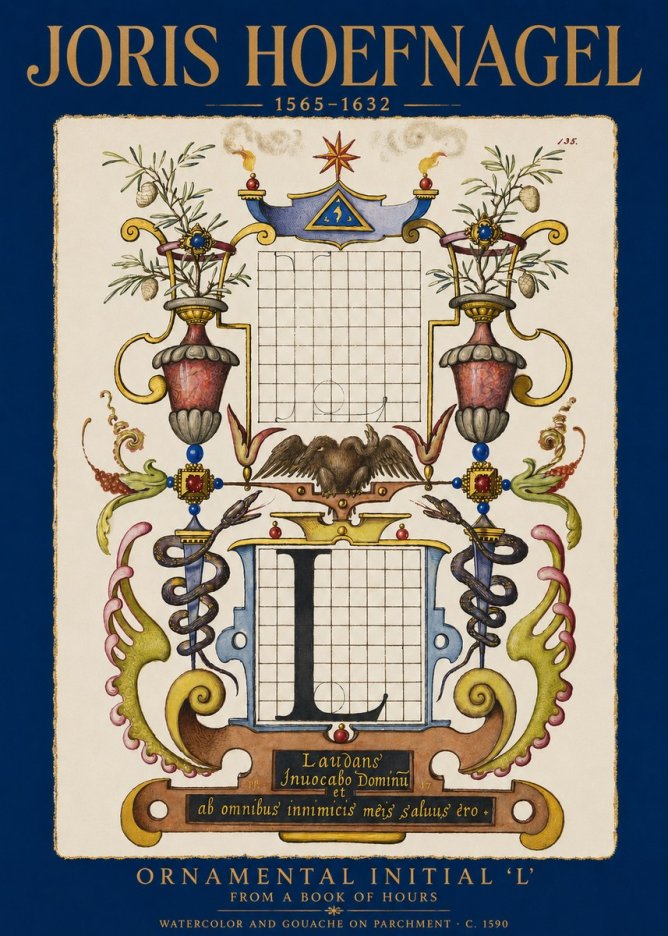 Joris Hoefnagel Ornamental Initial 'L' No2 - Póster