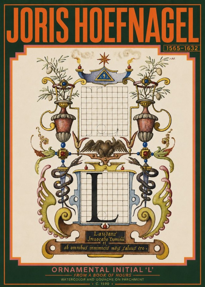 Joris Hoefnagel Ornamental Initial 'L' No3 - Póster