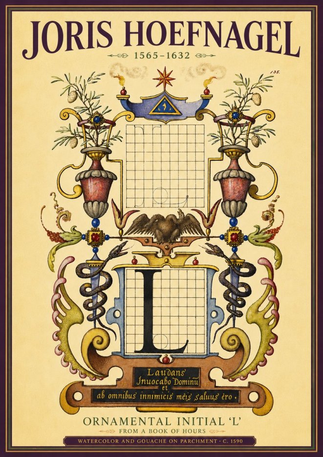 Joris Hoefnagel Ornamental Initial 'L' No4 - Póster
