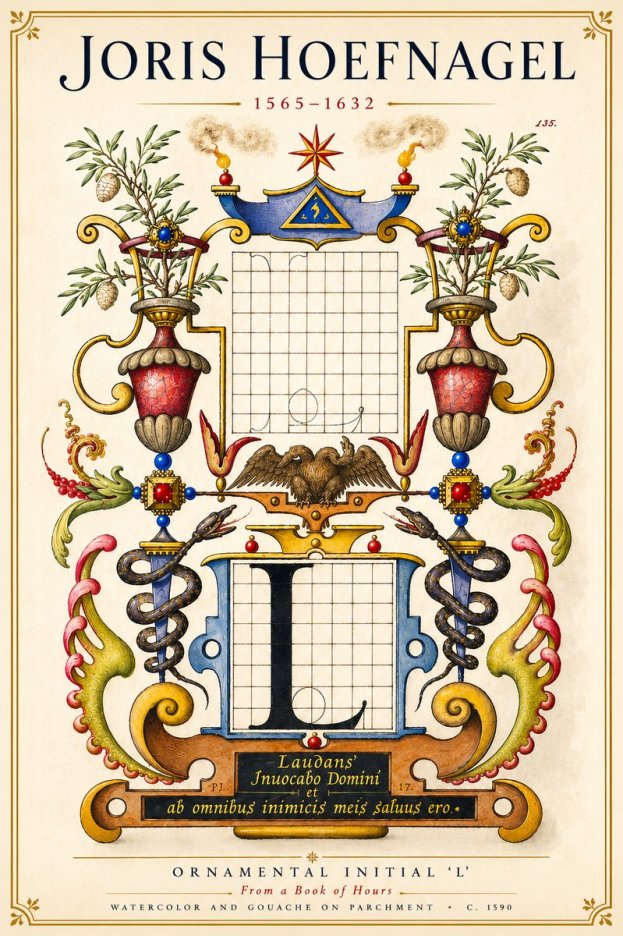 Joris Hoefnagel Ornamental Initial 'L' No6 - Póster