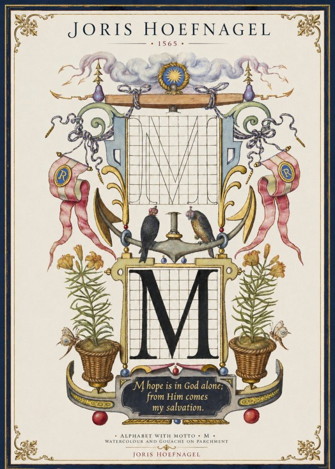 Joris Hoefnagel Alphabet with Motto • M • No1 - Póster