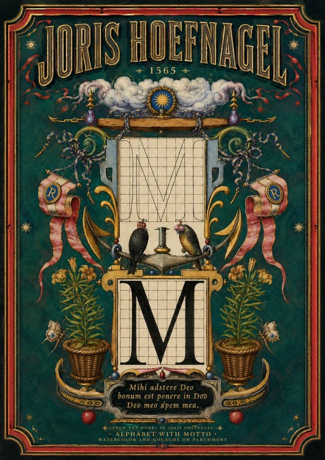 Joris Hoefnagel Alphabet with Motto • M • No3 - Póster