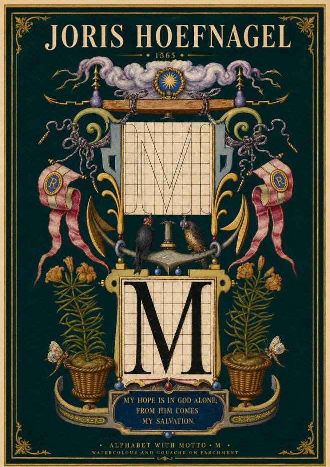 Joris Hoefnagel Alphabet with Motto • M • No4 - Póster