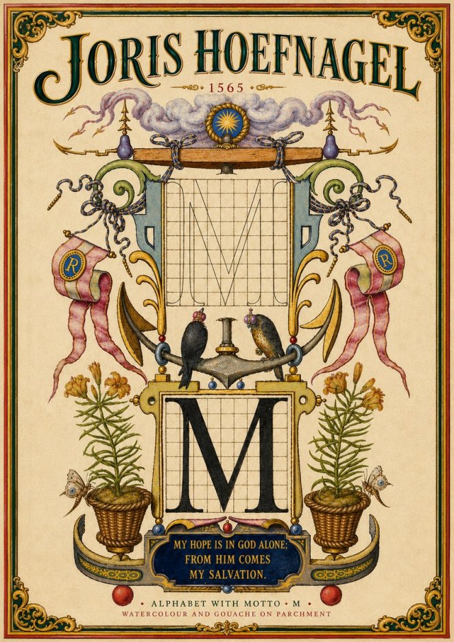 Joris Hoefnagel Alphabet with Motto • M • No6 - Póster