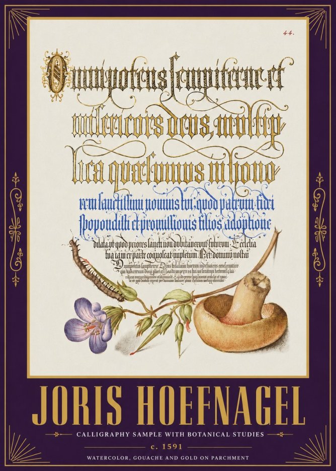 Joris Hoefnagel From a Series of Calligraphy Samples No5 - Póster