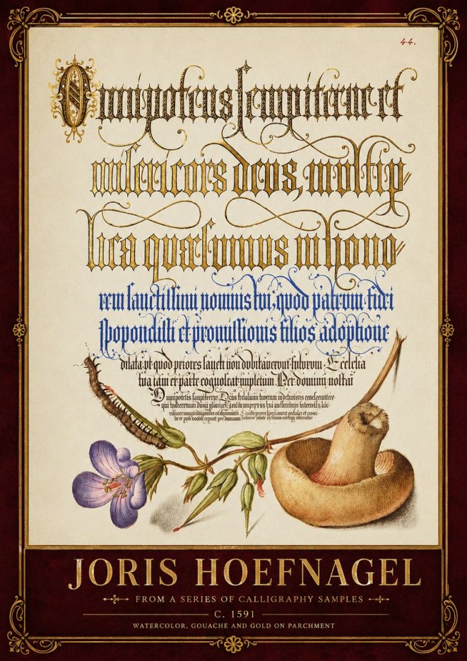 Joris Hoefnagel From a Series of Calligraphy Samples No6 - Póster