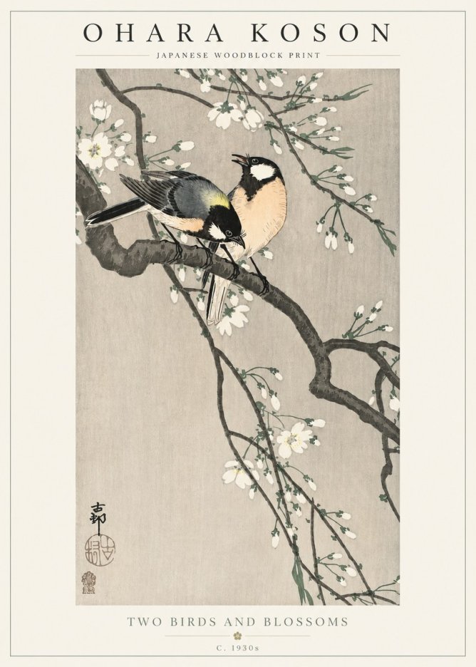 Ohara Koson Two Birds and Blossoms I No2 - Póster